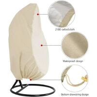 Patio Hanging Chair Cover 210D Oxford Fabric Heavy Duty Waterproof Veranda Patio Cocoon Egg Chair Garden Furniture Protective Cover Water and UV Resistant (Beige)