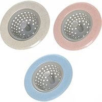 Silicone kitchen sink plug for sink, bathroom drain hole, hair filter, accessory (3 pieces)