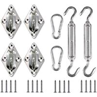 Awning Attachment Set, Heavy Duty Sun Shade Sail Stainless Steel Hardware Kit for Garden Triangle and Square, Rectangle, Sun Shade Sail Fixing Accessories