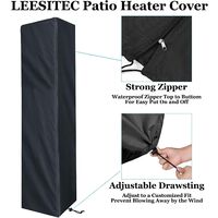 Patio Heater Cover Waterproof, Outdoor Heater Cover with Zipper, 420D Heavy Duty PU-Coated Waterproof Fabric, Garden Heater Cover for Pyramid Patio Heaters -221 x 61 x 53 cm -Black