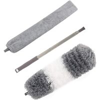 High-range dusting kit includes a foldable microfiber feather, a removable cleaning brush and a 76 to 254 cm stainless steel extension handle for ceiling fan