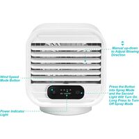 Portable Air Cooler Mobile Air Conditioner, 3 in 1 Portable Air Conditioner Fan Air Humidifier Rechargeable Packaging Mini Staff Air Cooler for Home & Office (White)