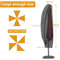 Protective Parasol Cover with Rod, Cantilever Parasol Protective Cover 2 to 4 m Large Umbrella Cover Weatherproof UV-Anti Windproof and Snow Safe Outdoor for Cantilever Parasol 280x30x81/46 cm