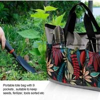 Canvas gardening tool bag, heavy gardening bag, vegetable and herb garden hand tool storage bag, excluding tools (black and yellow)