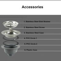 Sink sink without full stainless steel basket Ø 110 mm 1½ ", stainless steel + abs, bung + basket