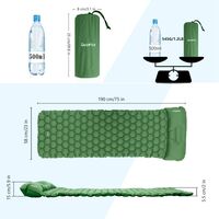 Camping mattress, sleeping carpet with camping pillow Air coating Ultralight for camping, travel, hiking, green