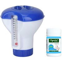 Chlorine Diffuser Swimming Pool with Thermometer, Automatic Floating Dispenser, Swimming Pool Chlorine Dispenser, Pool Chemical Dispenser, Pond, Spa