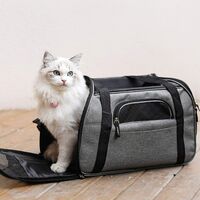 Bag Transport for Cat / Small Dog / Rabbit, Cart Transport Cabin for Small Animal, Handbag / Shoulder Strap for Travel / Car / Airplane Certified (Gray)