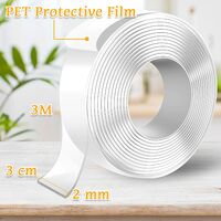 Exterior double-sided adhesive tape, table Table without drilling powerful transparent multifunctional reusable washable for carpets and cars (3m x 3cm x 2mm