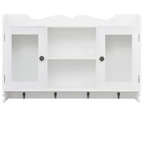 White MDF Wall Cabinet Display Shelf Book/DVD/Glass Storage9826-Serial number