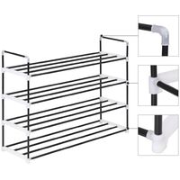 Shoe Rack with 4 Shelves Metal and Plastic Black10948-Serial number