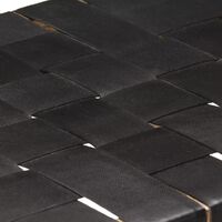 Bar Stools 2 pcs Black Real Leather & Solid Mango Wood 46x36x60 cm26557-Serial number