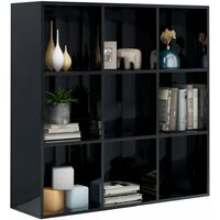 Book Cabinet High Gloss Black 98x30x98 cm Chipboard36012-Serial number