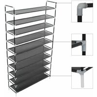 Shoe Rack with 10 Shelves Metal and Non-woven Fabric Black10952-Serial number