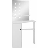 Corner Dressing Table Make-up Table with LED Light White18128-Serial number