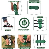 Lawn Aerator Lawn Aerator Scarifier Lawn Scarifier Lawn Nail Shoes with 4 Adjustable Straps and Metal, Universal Size Fits Shoes or Boots for Lawn Yard（green）