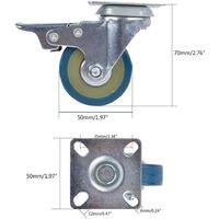 4 casters for furniture 200kg + 16 screws, swivel casters 50mm with brake and without brake, industrial plates wheel transport