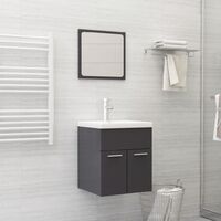 Bathroom Furniture Set High Gloss Grey Chipboard21748-Serial number