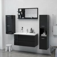 Bathroom Mirror High Gloss Black 90x10.5x45 cm Chipboard37684-Serial number