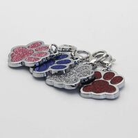 PERSONALISED Engraved Dog Tag Cat ID Tags Zinc Alloy 25mm Glitter Bling Paw Print Tag ID Tags Pretty Gift （4 pieces）