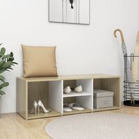 Shoe Storage Bench White and Sonoma Oak 105x35x35 cm Chipboard37228-Serial number