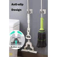 Broom Mop Holder with Hook, Stainless Steel Heavy Duty Wall Mount Organizer Tools Hanger Rack Storage & Home Organization (5 Pack)