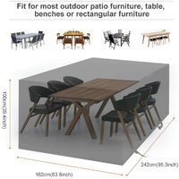 Garden Furniture Cover,Rattan Cube Set Cover,Cube Table Cover 210D Heavy Duty Oxford Fabric Patio Set Cover Rattan Furniture Cover for Cube Set,Patio,Outdoor 242 x 162 x 100 cm