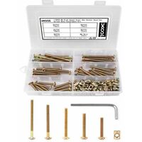 Bolts Nuts Kit, M6 Hex Socket Head Cap Screws Nuts 110PCS for Crib Bunk Bed Furniture Cot, Barrel Bolt Nuts Hardware Replacement Kit Made of Plated Zinc High Speed Steel, 1 Hex Key for Free