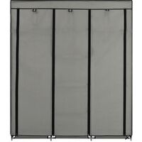 Wardrobe with Compartments and Rods Grey 150x45x175 cm Fabric15719-Serial number