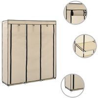 Wardrobe with Compartments and Rods Cream 150x45x175 cm Fabric15718-Serial number