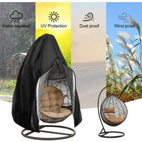 Patio Hanging Egg Chair Cover with Zipper, Waterproof Anti-Dust - Garden Furniture Cover- for Outdoor Wicker Swing Chair (190cmx115cm ， gray)