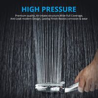 Shower Head + 2M Shower Hose, Hand Shower Anti Limestone Shower Head Universal Accessories 5 High Pressure Water Saving Modes, ABS + Inoxy Steel Bathroom Shower