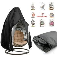 Patio Hanging Egg Chair Cover with Zipper, Waterproof Anti-Dust - Garden Furniture Cover- for Outdoor Wicker Swing Chair (190cmx115cm ， black)