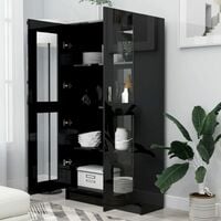 Vitrine Cabinet High Gloss Black 82.5x30.5x150 cm Chipboard36775-Serial number