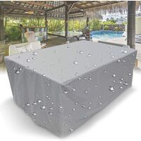 Outdoor Furniture Cover, 210D Rectangular Waterproof Protective Cover with Drawstring for Garden Furniture Patio Table Furniture Cover Silver, 170x94x70cm