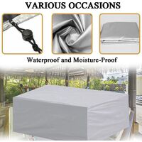 Outdoor Furniture Cover, 210D Rectangular Waterproof Protective Cover with Drawstring for Garden Furniture Patio Table Furniture Cover Silver, 170x94x70cm