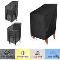 Garden chair cover, waterproof chair cover, convertible top cover, garden furniture, protective cover for stacking chairs, waterproof windproof Ripstop, garden chair cover for outdoor chairs, black