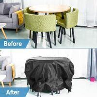 Table Protection Tarp Cover, Windproof Round Table Protection Cover Furniture Cover 420D Oxford Fabric Outdoor Furniture Cover (Ø128x71cm)