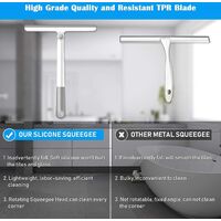 Shower Squeegee, 360 ° Rotating Elongated Handle Versatile Silicone Squeegee with for Shower, Bathroom, Mirror, Cleaning Glass, Tiles, Windows (gray) 8 - serial number