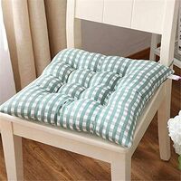2 Square Chair Cushions 40x40 Seat Cushions Home Decoration Cushion Mat Quilted, Comfortable and colorful - Ideal for indoor and outdoor (Light green grid）