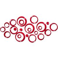 BETTE Acrylic Circle Mirror Wall Stickers, Bathroom Wall Stickers (Red / 24 Pcs)