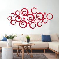 BETTE Acrylic Circle Mirror Wall Stickers, Bathroom Wall Stickers (Red / 24 Pcs)