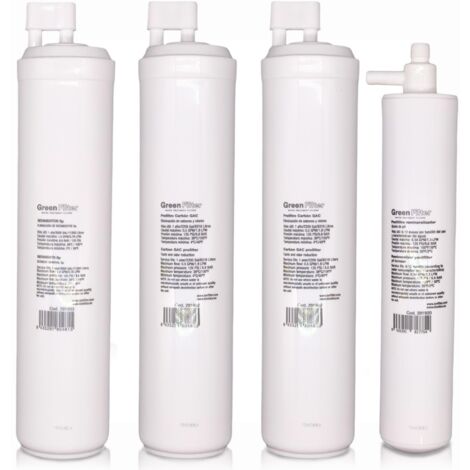 Kit di 4 filtri di ricambio per osmosi inversa, marca Green Filter, tipo CS, con post-filtro CS rimineralizzante