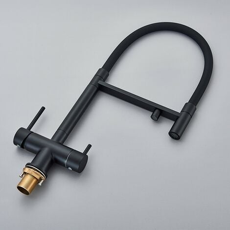 Rubinetto a osmosi inversa a 3 vie, estraibile, elegante, girevole di Rosmmel della serie Helios  Nero