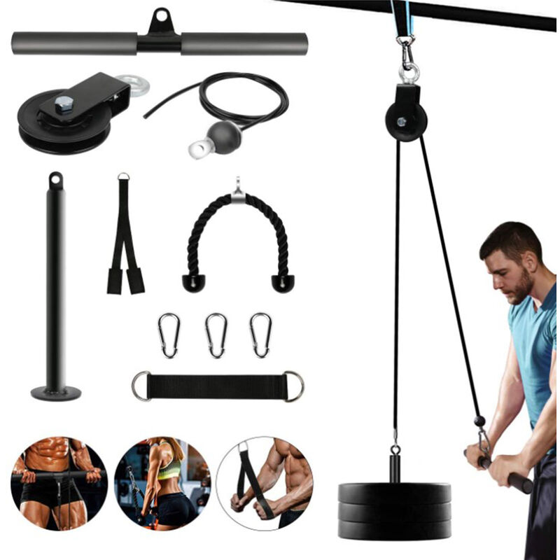 Système de poulie de Levage Fitness LAT Machine, Musculation Poulie Rouleau  pour Cable Rouleau, 180cm & 230cm cable, pour Biceps, Boucles, Bras