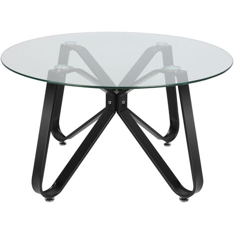Table D'appoint Basse en Verre Trempé,Minimaliste Moderne, Ronde,Protection  du Plancher, Armature Métallique Rigide