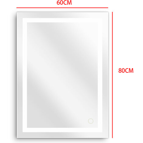 Miroir de salle de bain avec éclairage，LED Touch Blanc Froid Ip 67 (60  80）