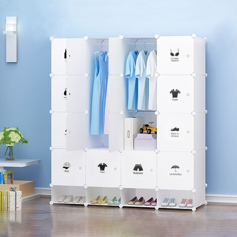 Armoire étagère modulable en plastique blanc casiers Penderies Rangement  Armoire Penderie Placard