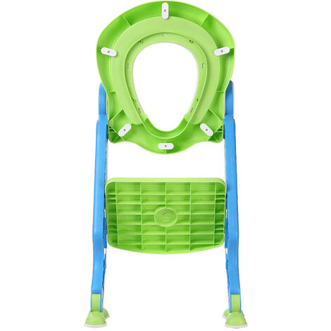 Siège de Toilettes pour Bébé Réglable et Pliable avec Echelle Siège  Rembourré Large Marchepied Bleu et Vert