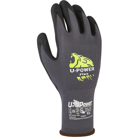 U-Power FLEX - Guanti da lavoro nero/grigio  Misura: 09